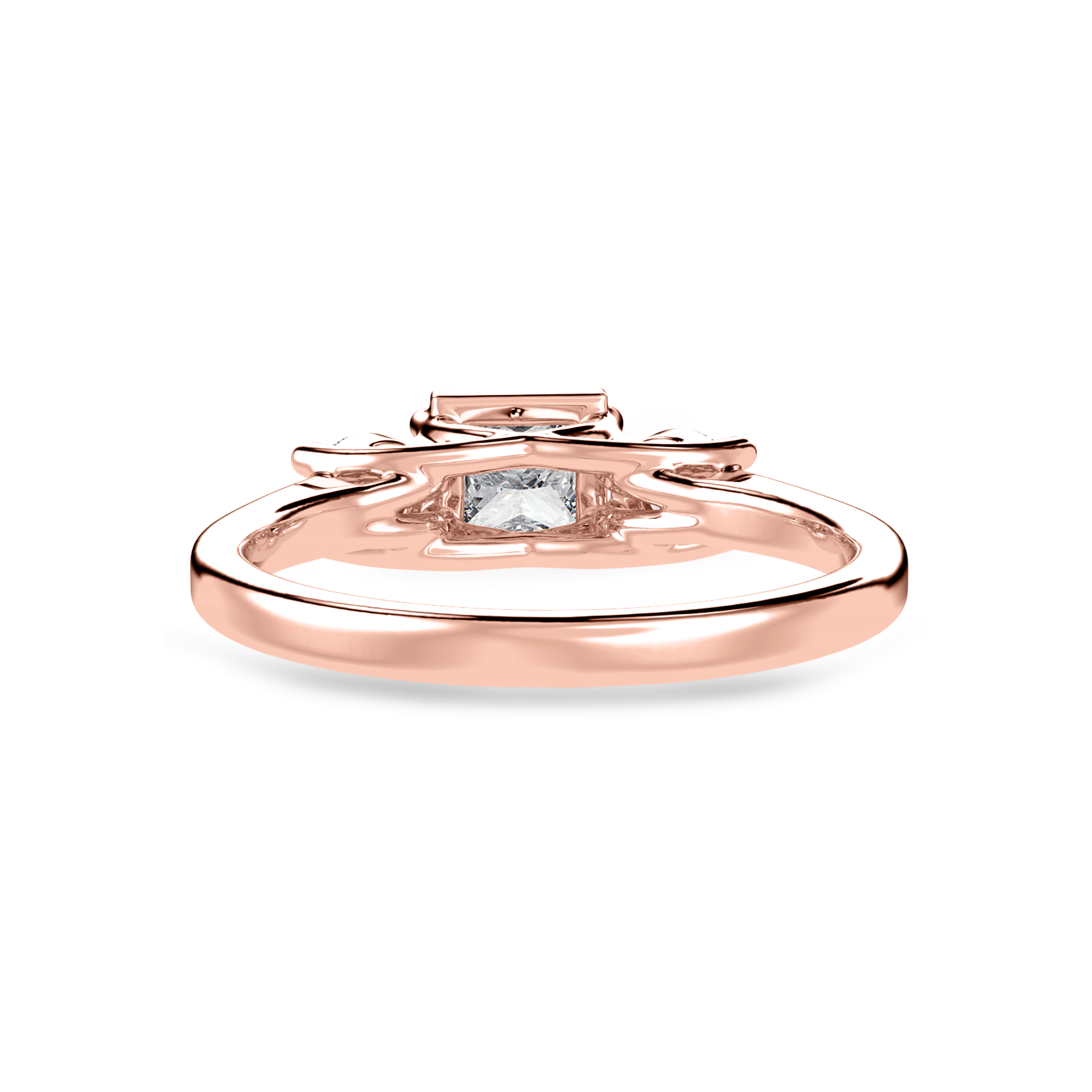 1.00 Carat Princess Cut Solitaire Diamond Accents 18K Rose Gold Ring JL AU 1230R-C   Jewelove.US