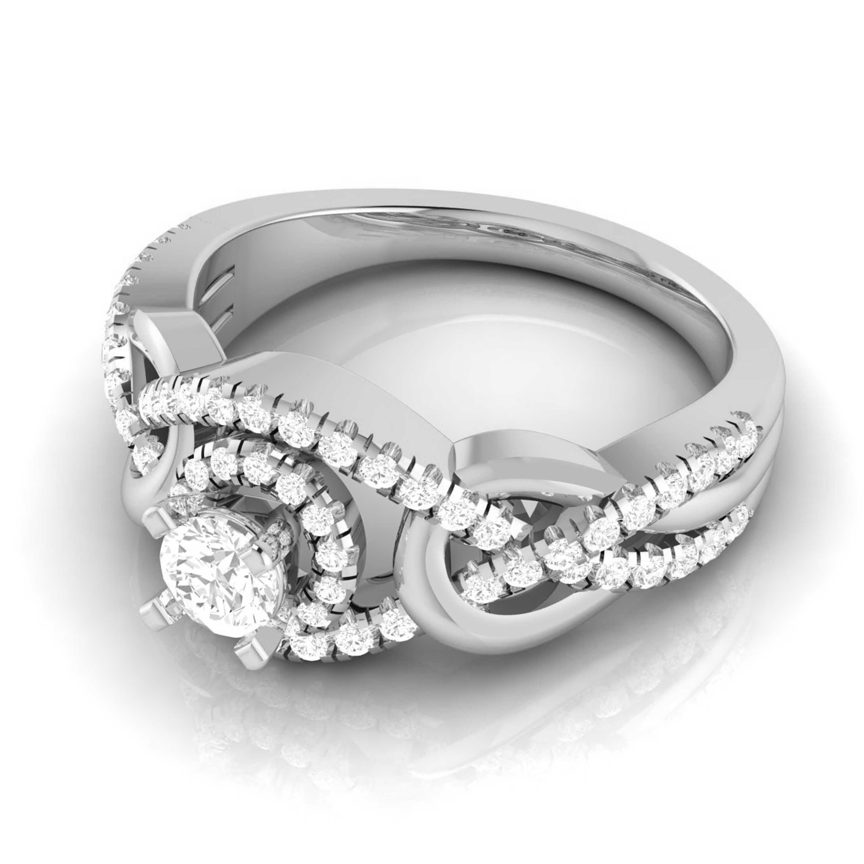 0.30cts Solitaire Halo Diamond Twisted Shank Platinum Engagement Ring JL PT R-76 - A   Jewelove.US