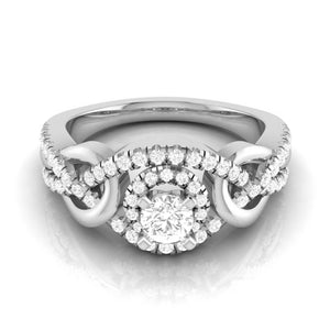 0.30cts Solitaire Halo Diamond Twisted Shank Platinum Engagement Ring JL PT R-76 - A   Jewelove.US