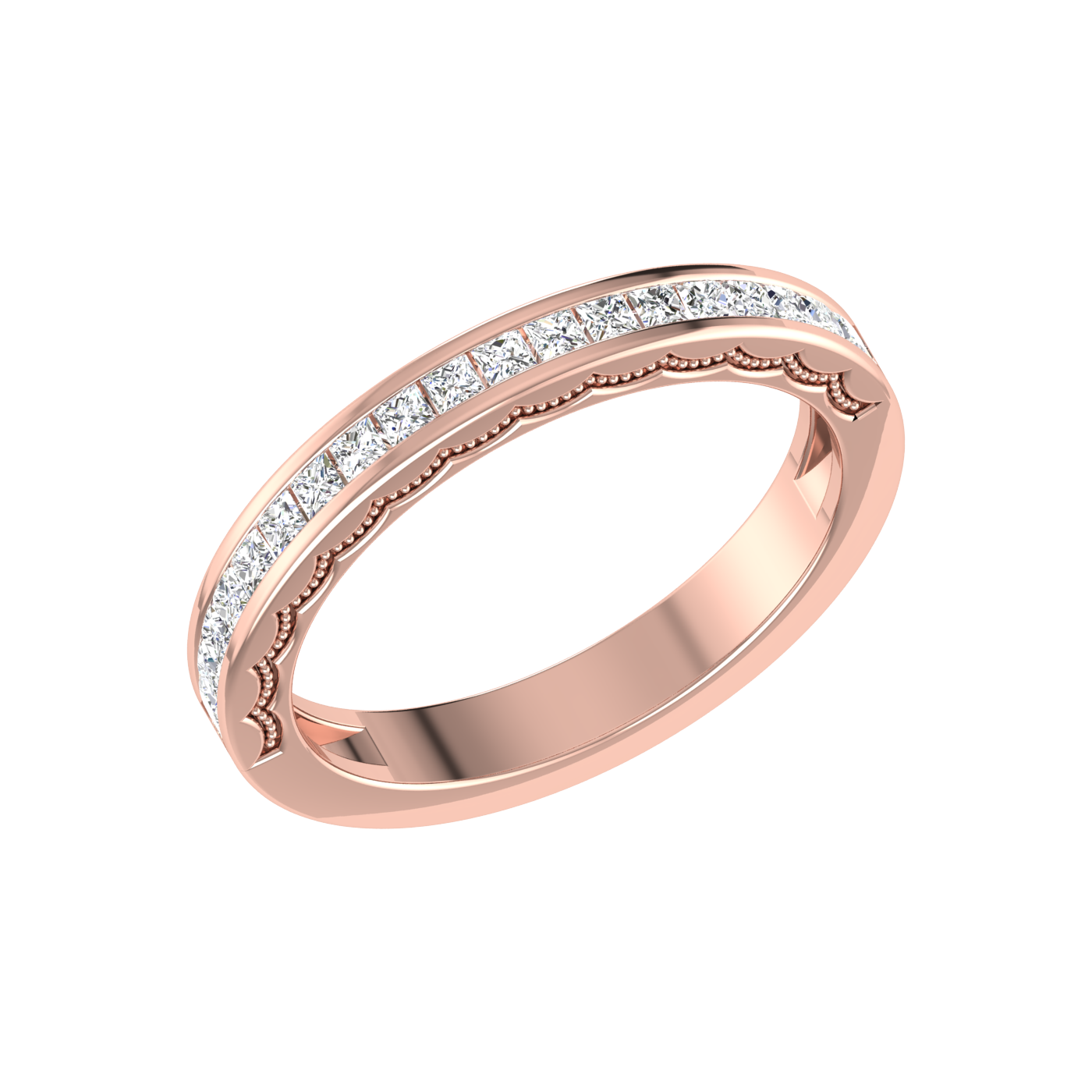 Half Eternity Rose Gold Princess Cut Diamond Ring JL AU RD RN 6764R   Jewelove.US