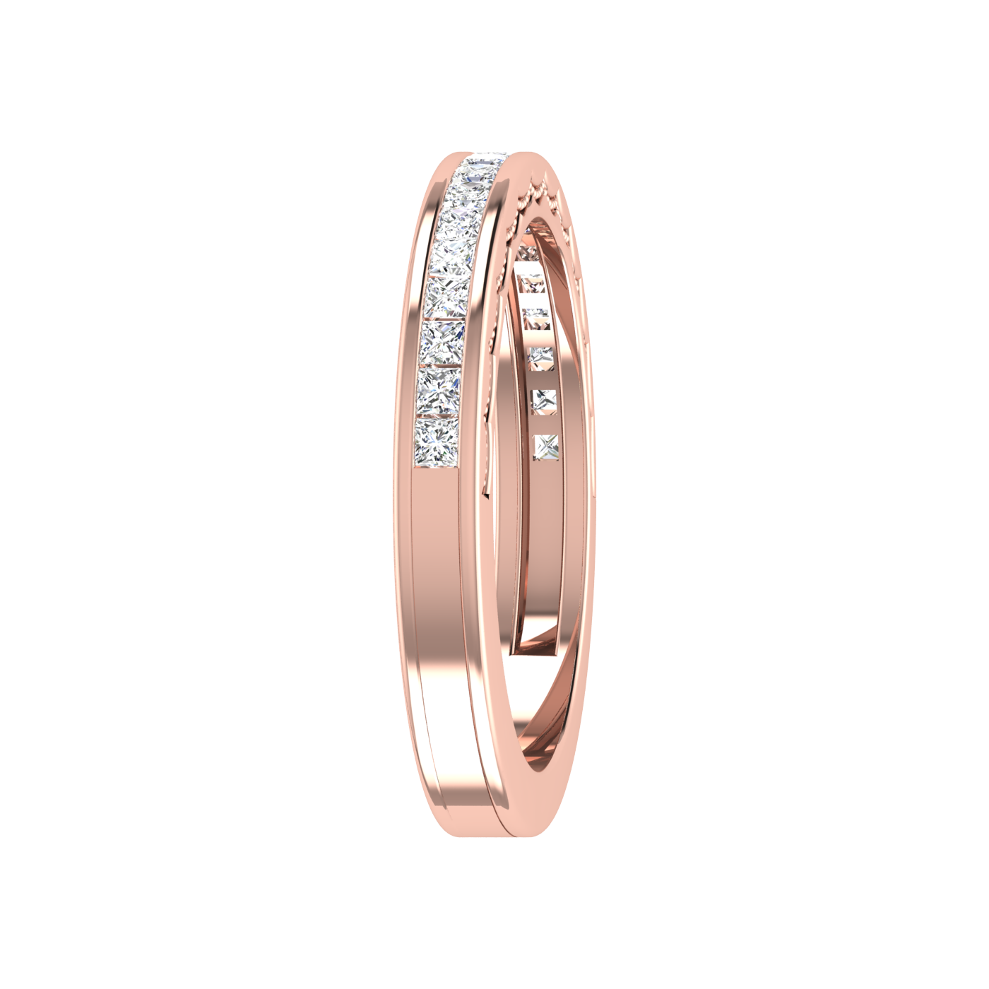 Half Eternity Rose Gold Princess Cut Diamond Ring JL AU RD RN 6764R   Jewelove.US