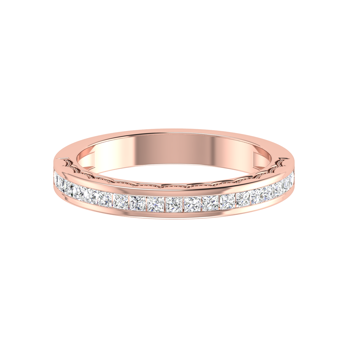 Half Eternity Rose Gold Princess Cut Diamond Ring JL AU RD RN 6764R   Jewelove.US