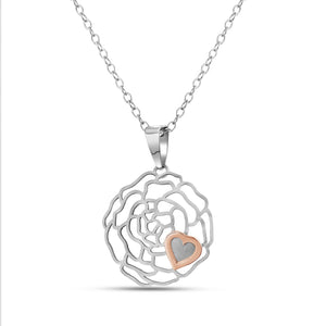 Rose Heart Pendant in Platinum & Rose Gold Fusion JL PT P 214   Jewelove.US