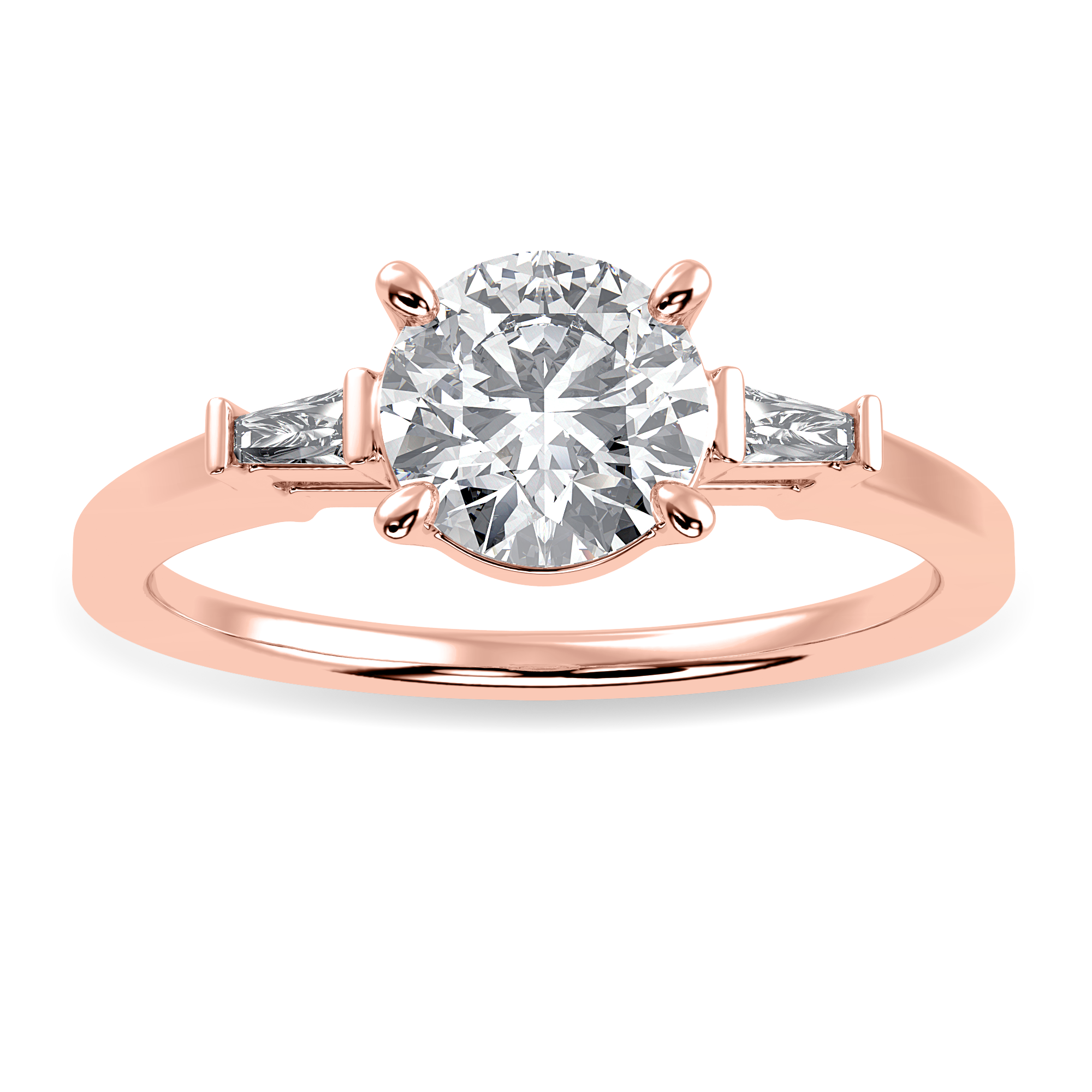 0.30cts. Solitaire Baguette Diamond Accents 18K Rose Gold Ring JL AU 1209R   Jewelove.US