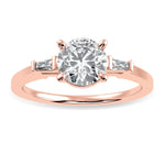 Load image into Gallery viewer, 0.70cts. Solitaire Baguette Diamond Accents 18K Rose Gold Ring JL AU 1209R-B   Jewelove.US
