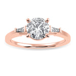 Load image into Gallery viewer, 0.50cts. Solitaire Baguette Diamond Accents 18K Rose Gold Ring JL AU 1209R-A   Jewelove.US
