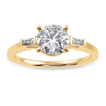 Load image into Gallery viewer, 0.50cts. Solitaire Baguette Diamond Accents 18K Yellow Gold Ring JL AU 1209Y-A   Jewelove.US
