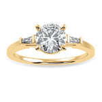 Load image into Gallery viewer, 0.70cts. Solitaire Baguette Diamond Accents 18K Yellow Gold Ring JL AU 1209Y-B   Jewelove.US

