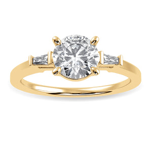 0.70cts. Solitaire Baguette Diamond Accents 18K Yellow Gold Ring JL AU 1209Y-B   Jewelove.US