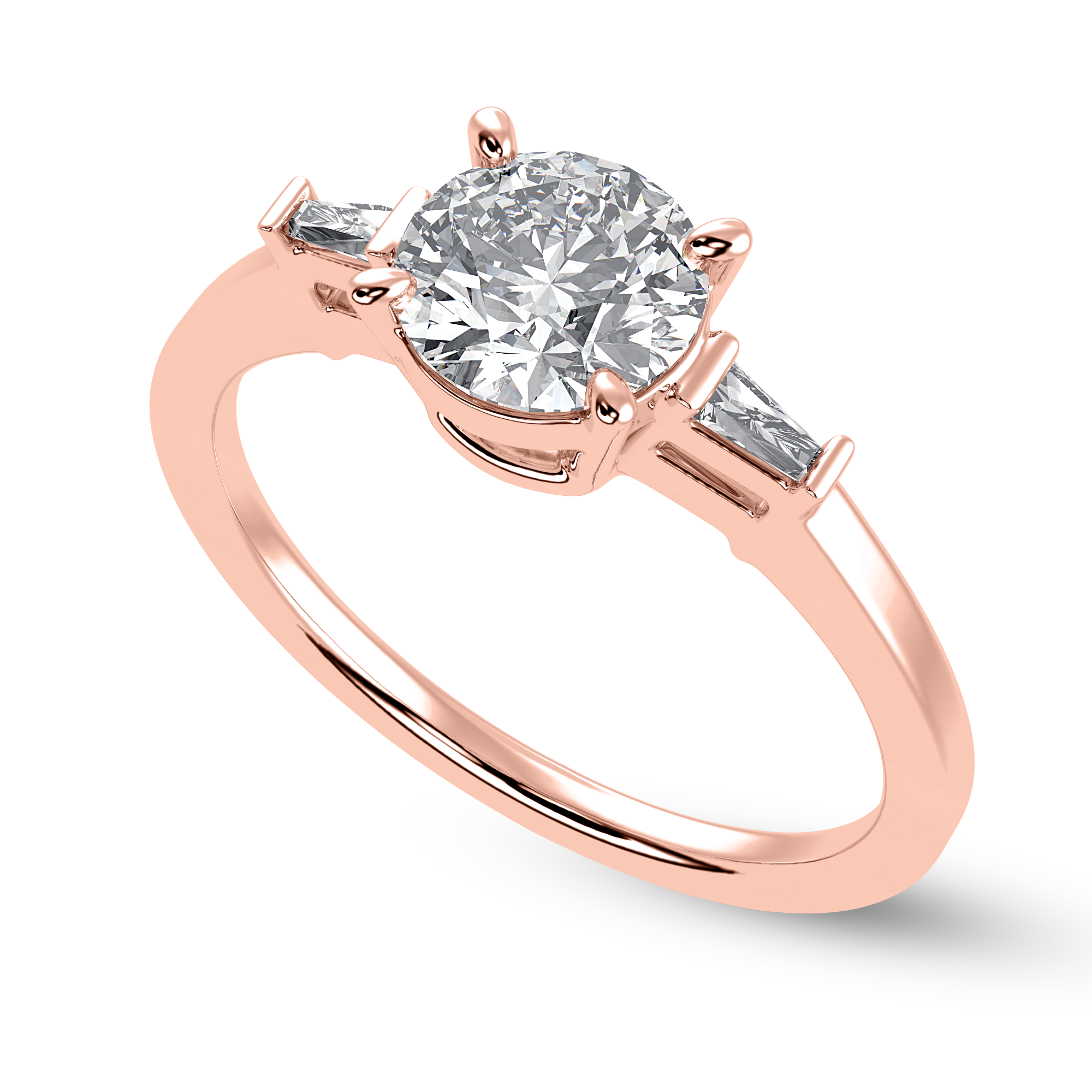 0.30cts. Solitaire Baguette Diamond Accents 18K Rose Gold Ring JL AU 1209R   Jewelove.US