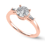 Load image into Gallery viewer, 0.70cts. Solitaire Baguette Diamond Accents 18K Rose Gold Ring JL AU 1209R-B   Jewelove.US
