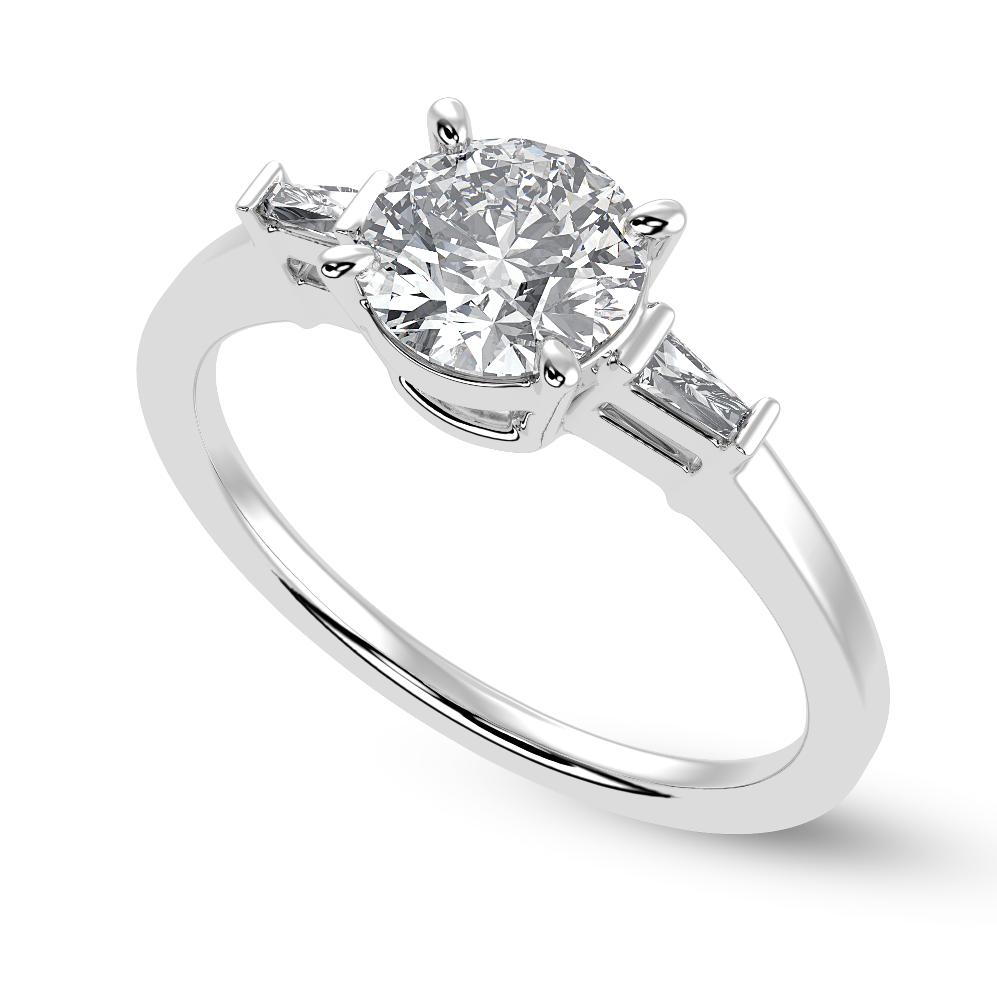 0.50cts Solitaire with Baguette Diamond Accents Platinum Ring JL PT 1209-A   Jewelove.US