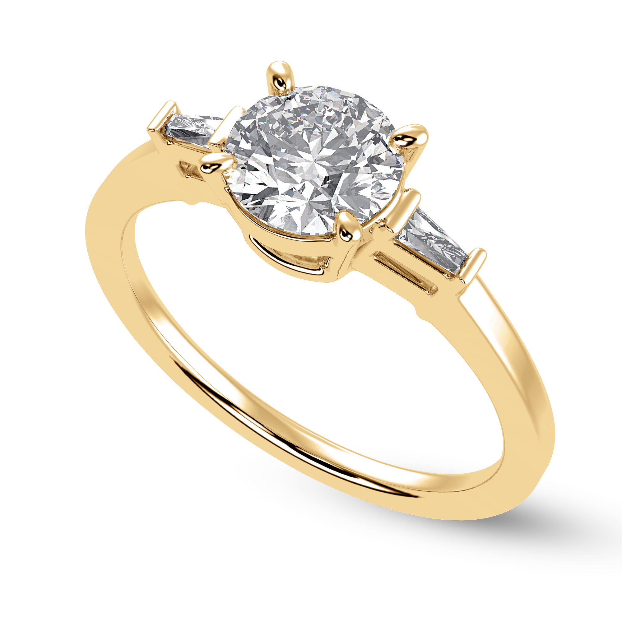 0.50cts. Solitaire Baguette Diamond Accents 18K Yellow Gold Ring JL AU 1209Y-A   Jewelove.US