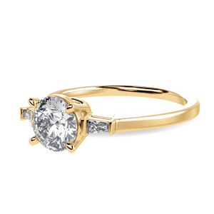 0.50cts. Solitaire Baguette Diamond Accents 18K Yellow Gold Ring JL AU 1209Y-A   Jewelove.US