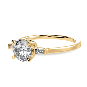 0.70cts. Solitaire Baguette Diamond Accents 18K Yellow Gold Ring JL AU 1209Y-B   Jewelove.US