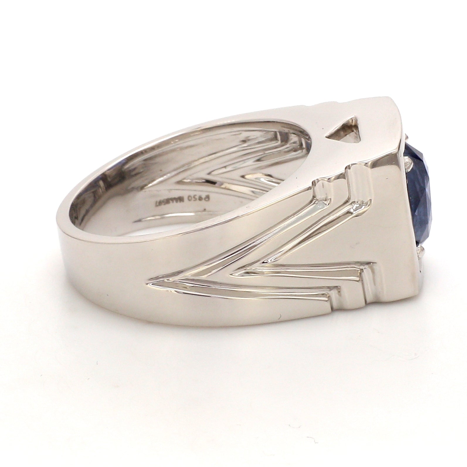 Heavy Platinum Blue Sapphire Ring for Men JL PT 1209   Jewelove