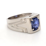 Load image into Gallery viewer, Heavy Platinum Blue Sapphire Ring for Men JL PT 1209   Jewelove
