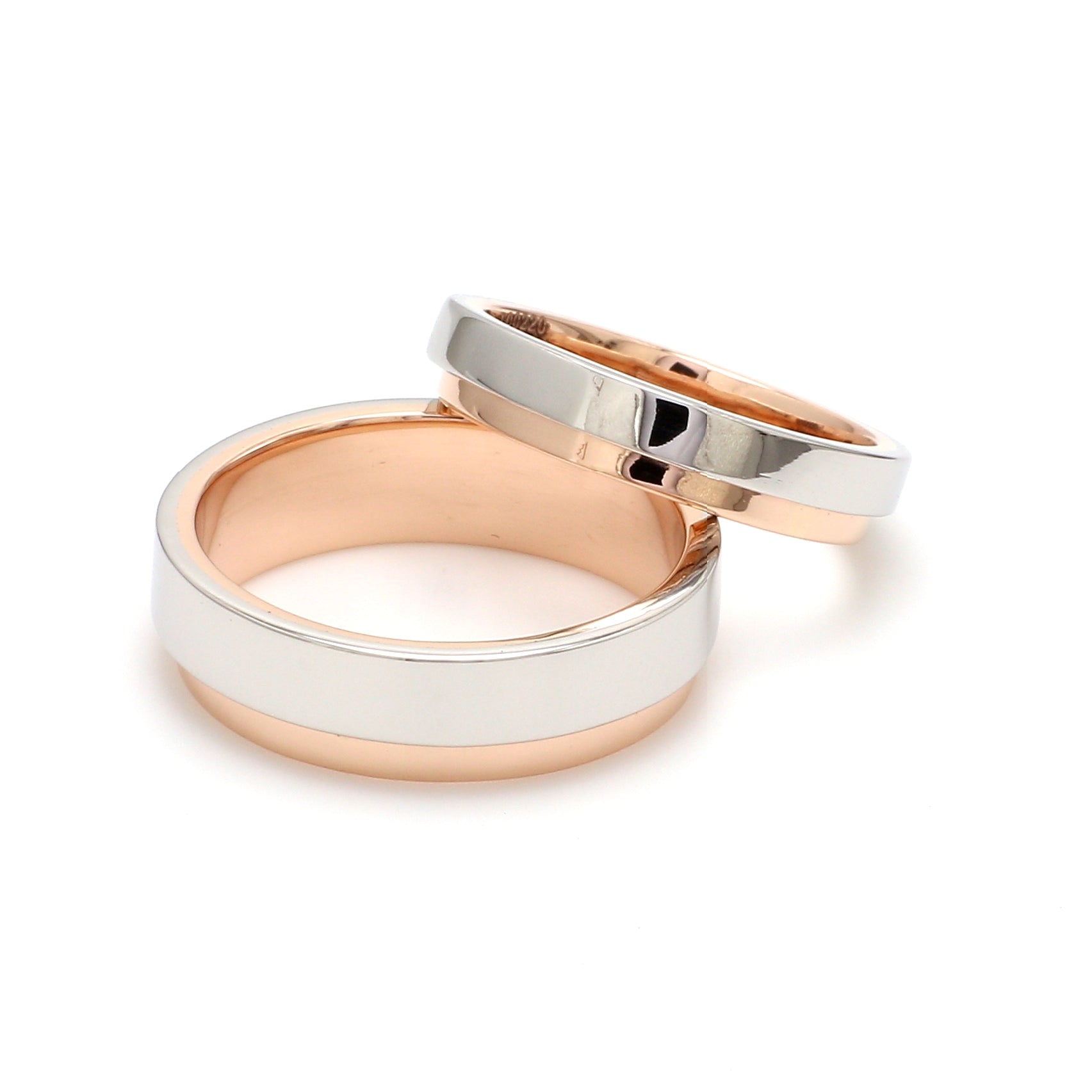 Platinum Love Bands with Rose Gold Step JL PT 925 - A   Jewelove.US