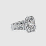Load and play video in Gallery viewer, 70-Poiinter Oval Cut Solitaire Halo Diamond Spilt Shank Designer Platinum Ring JL PT 0091-B
