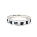 Load image into Gallery viewer, Platinum Blue Sapphire Diamond Princess Cut Wedding Ring JL PT 1012   Jewelove
