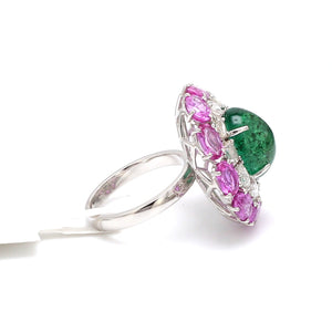 Designer Emerald Ring with Pink Sapphire & Rose Cut Diamonds for Women JL AU 22RG0001   Jewelove