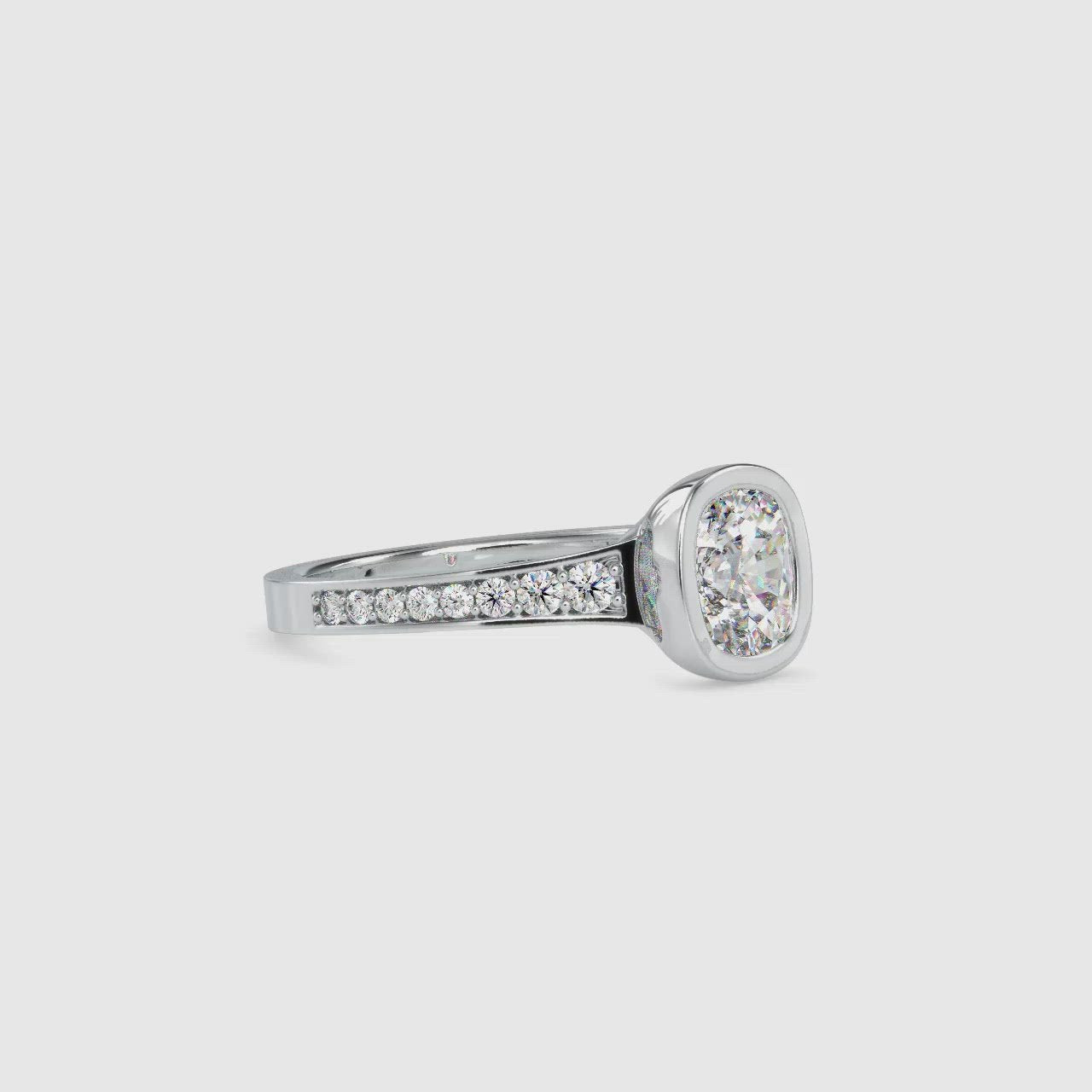 70-Pointer Oval Cut Solitaire Platinum Diamond Shank Ring JL PT 0092-B