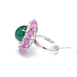 Designer Emerald Ring with Pink Sapphire & Rose Cut Diamonds for Women JL AU 22RG0001   Jewelove