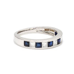 Load image into Gallery viewer, Platinum Blue Sapphire Diamond Princess Cut Wedding Ring JL PT 1012   Jewelove
