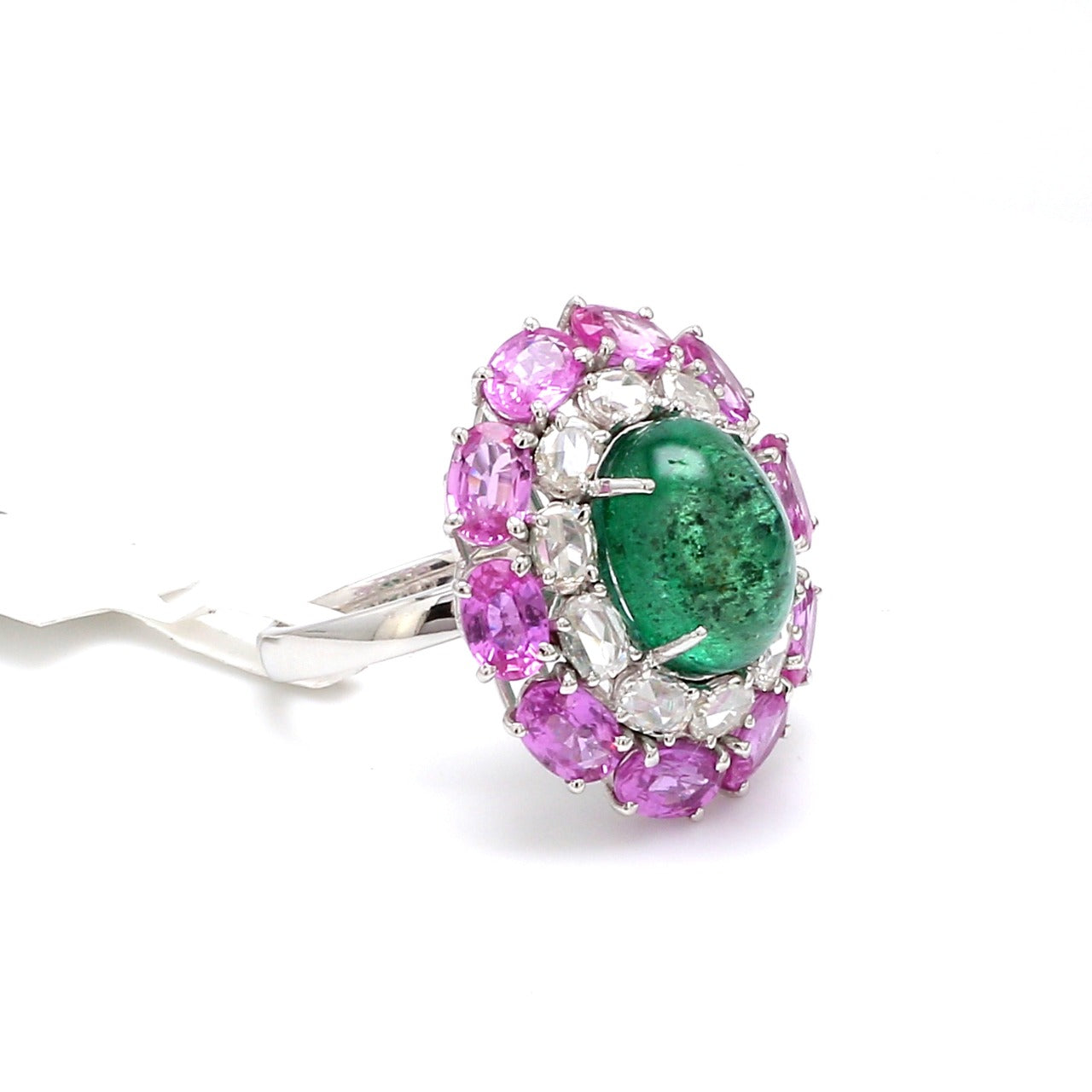 Designer Emerald Ring with Pink Sapphire & Rose Cut Diamonds for Women JL AU 22RG0001   Jewelove