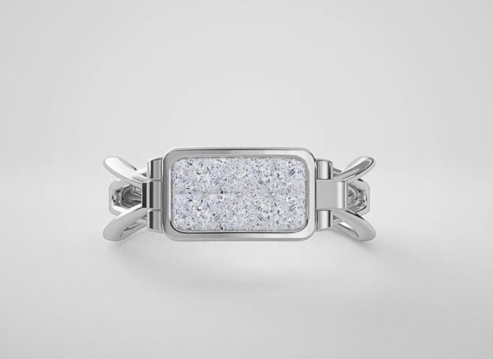 Openable 18K White Gold Ring with Princess Cut Diamonds JL PT 1032   Jewelove