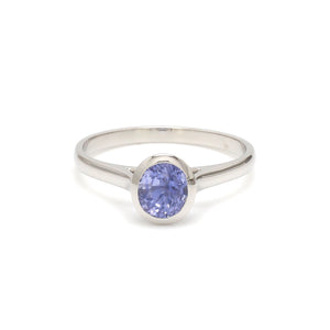 Oval Cut Blue Sapphire Platinum Ring for Women JL PT 1196   Jewelove