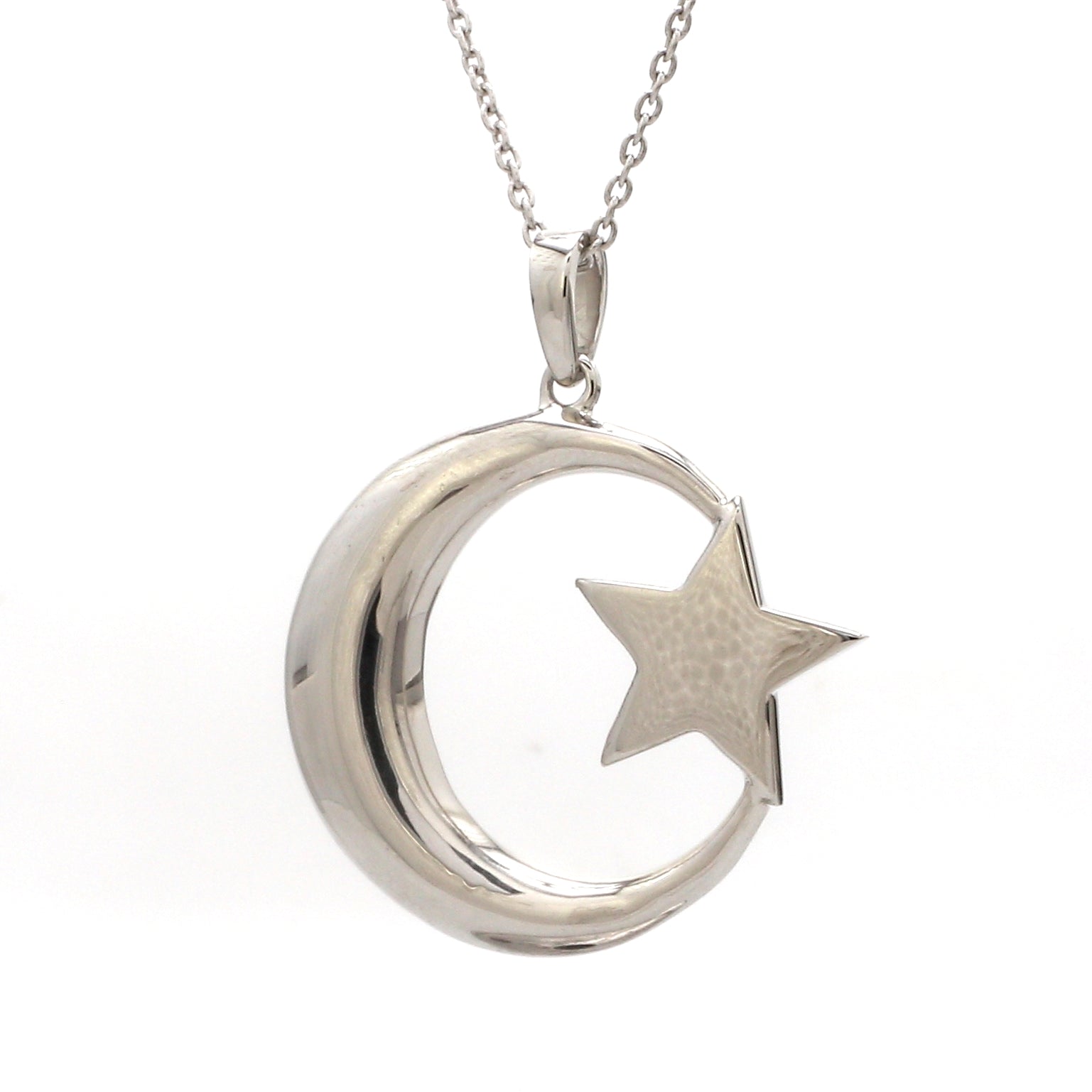 Customised Platinum Star Moon Pendant JL PT P 307   Jewelove.US