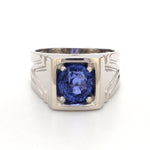 Load image into Gallery viewer, Heavy Platinum Blue Sapphire Ring for Men JL PT 1209   Jewelove
